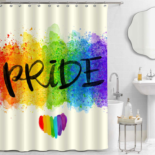 LGBT Pride Rainbow Heart Shower Curtain - Multicolor