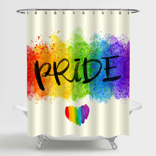 LGBT Pride Rainbow Heart Shower Curtain - Multicolor