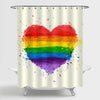 Watercolor Grunge Rainbow Heart Shower Curtain - Multicolor