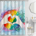 Heart Shaped LGBT World Pride Shower Curtain - Multicolor