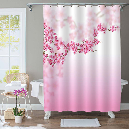 Cherry Blossom Florals Shower Curtain - Pink