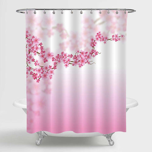 Cherry Blossom Florals Shower Curtain - Pink