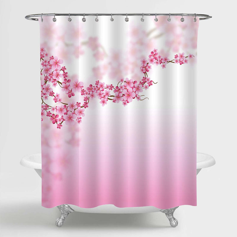 Cherry Blossom Florals Shower Curtain - Pink
