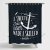 Nautical Anchor with a Motivation Sailor Quote Shower Curtain - Navy Blue