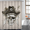 Vintage Skull Pirate Nautical Shower Curtain - Black Beige