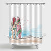 Girl Surfer Waiting for the Waves Shower Curtain - Blue Brown
