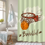 Hand Drawn Watercolor Basketball Score Shower Curtain - Red Orange Green
