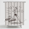 Sketch of Woman Running with Inspirational Message Shower Curtain - Grey