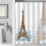 Hand Painted Watercolor Paris Eiffel Tower Shower Curtain - Gold