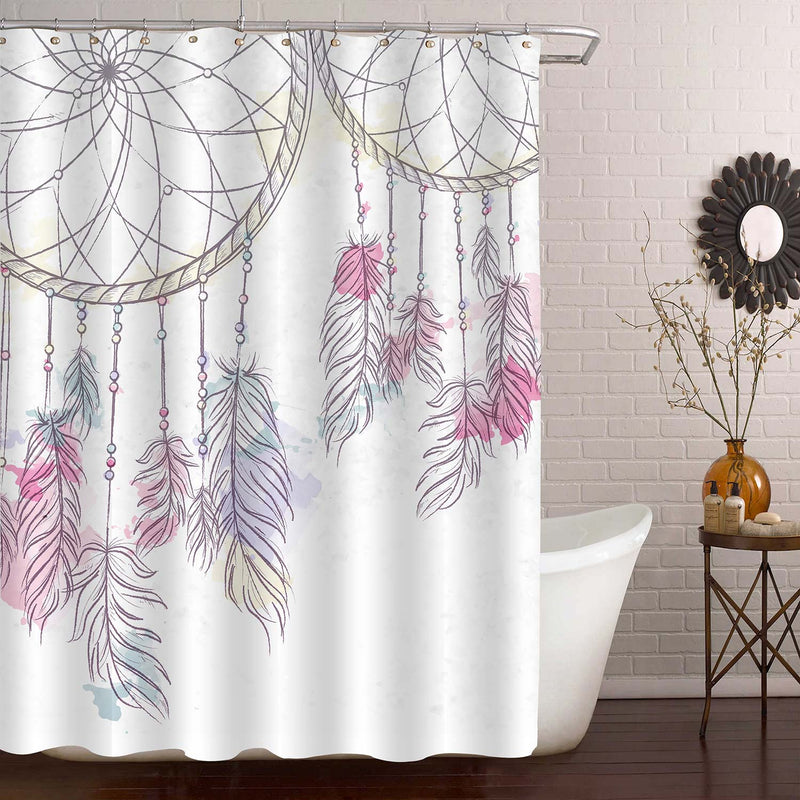 Watercolor Colorful Indian Ojibwe Dream Catcher Shower Curtain