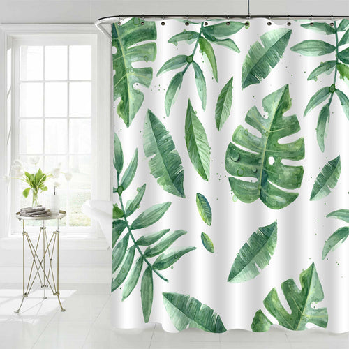 Tropical Plants Palm Tree Leaves Shower Curtain - Green