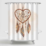 Hand Drawn Boho Ethnic Heart Shaped Dream Catcher Shower Curtain - Orange