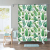 Tropical Palm Leaves with Stripe Shower Curtain - Green