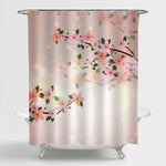 Realistic Peach Tree Braches and Blooming Florals Shower Curtain - Peach Coral