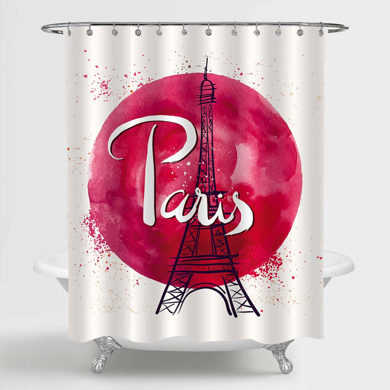 Abstract Paris Eiffel Tower Shower Curtain - Red