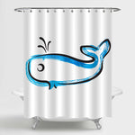 Minimalist Whale Shower Curtain - Blue