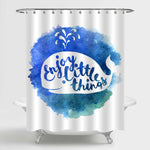 Whale with Motivational Lettering Enjoy Little Things Shower Curtain - Blue