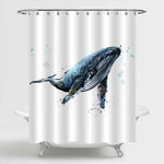 Giant Humpback Whale in Deep Sea Shower Curtain - Dark Blue