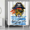 Cartoon Pirate Leopard Shower Curtain - Blue Gold
