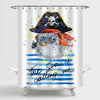 Most Amazing Wild Animal Piranha in Pirate Skull Hat Shower Curtain - Blue