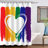 Grunge Heart Frame on Rainbow Vertical Stripe Background Shower Curtain - Multicolor