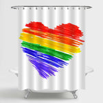 Sketch Rainbow Love Heart Shower Curtain - Multicolor