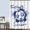 Soccer Themed Shower Curtain - Blue