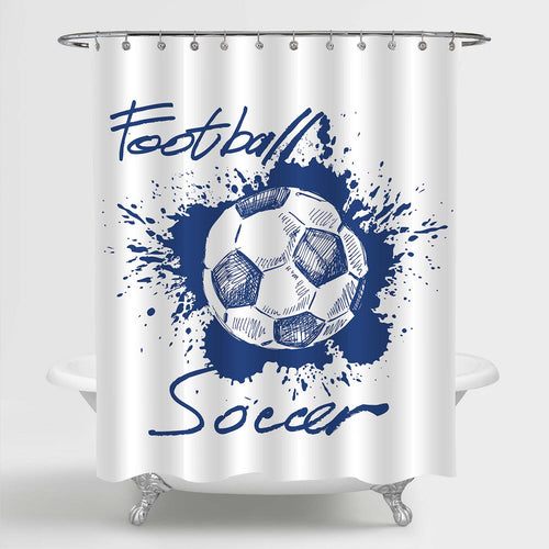 Soccer Themed Shower Curtain - Blue