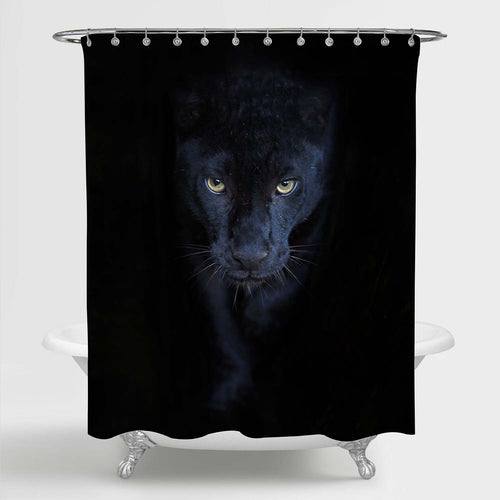 Cool and Masculine Black Panther Shower Curtain - Black