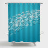 School of Fishes in Deep Sea Shower Curtain - Aqua