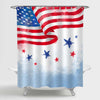 Watercolor USA Flag Patriotic Shower Curtain - Red Blue