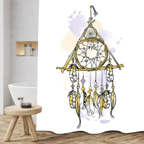 Mysterious Boho Dreamcatcher Shower Curtain - Yellow