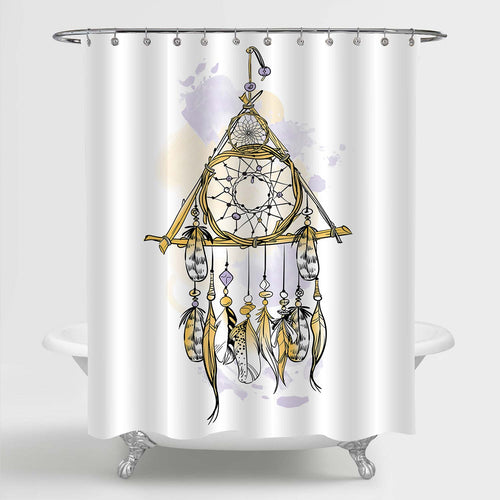 Mysterious Boho Dreamcatcher Shower Curtain - Yellow