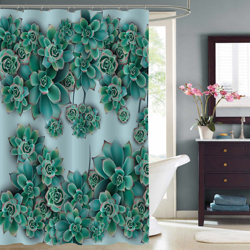 Succulent Plants Shower Curtain - Grey Green