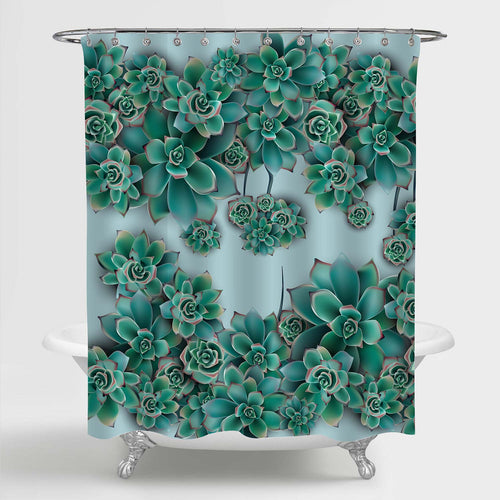 Succulent Plants Shower Curtain - Grey Green