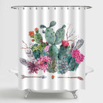Boho Style Cactus Bouquet Shower Curtain - Green Pink