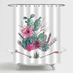 Vintage Feathers and Arrows Western Succulent Cactus Shower Curtain - Green Pink