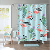 Watercolor Flamingo and Cactus Flowers Shower Curtain - Green Pink