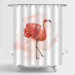 Watercolor Tropical Flamingo with Flowers Shower Curtain - Coral