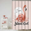 Cute Flamingo Bird in Water with Sunset and Words Shower Curtain - Coral