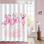Watercolor Tropical Wildlife Flamingos Artwork Shower Curtain - Pink