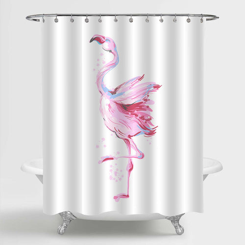 Dancing Flamingo Splash Artwork Shower Curtain - Pink