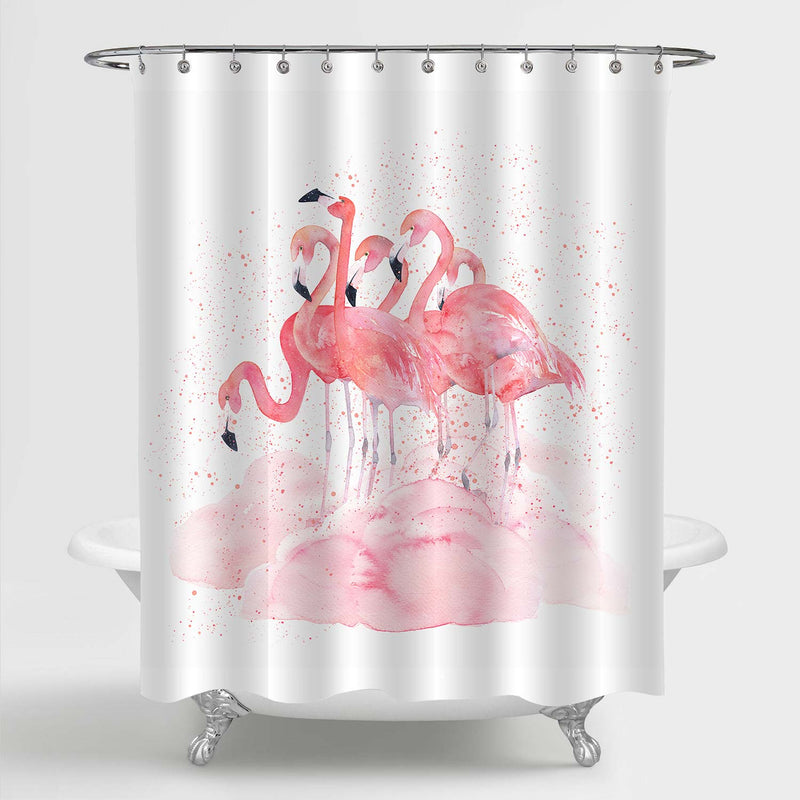 Tropical Flamingos Birds and Coulds Shower Curtain - Pink