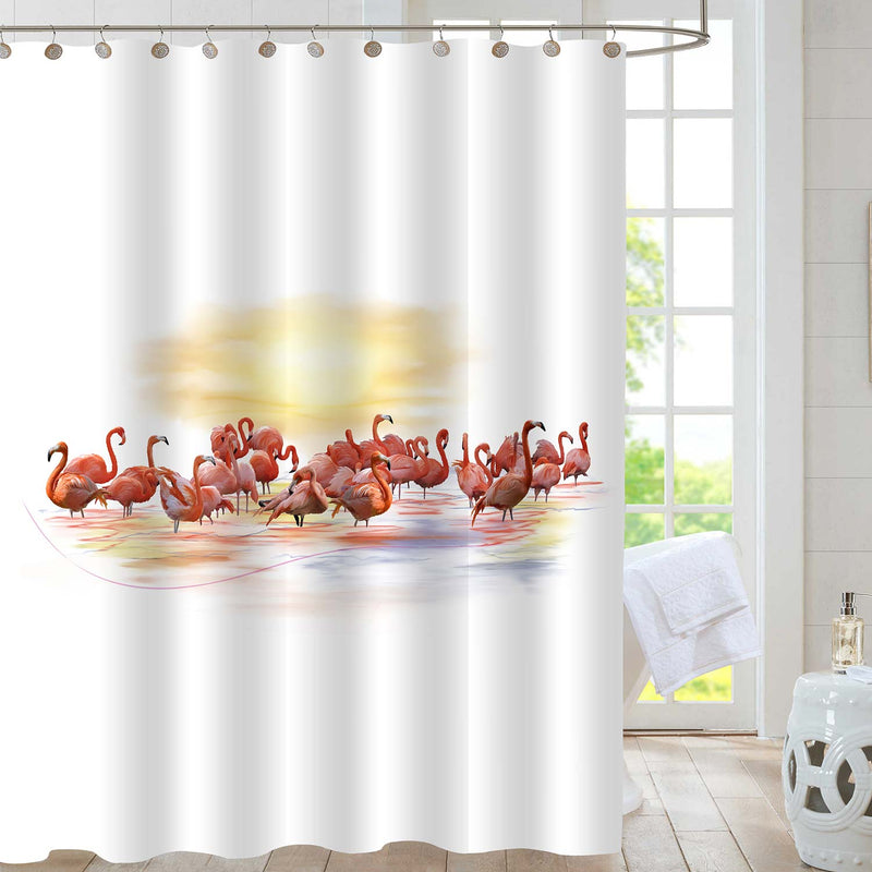 Flamingos Artwork Shower Curtain - Red