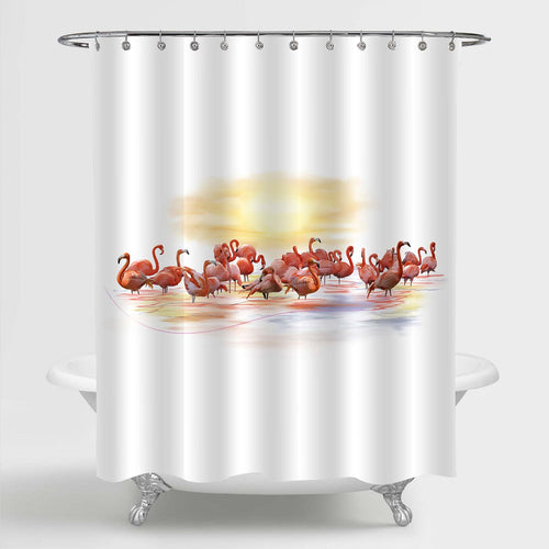 Flamingos Artwork Shower Curtain - Red