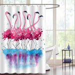 Flamingos Dancing on Water Shower Curtain - Pink Blue