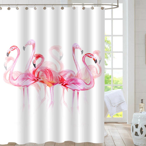 Tropical Birds Flamingos Shower Curtain - Pink