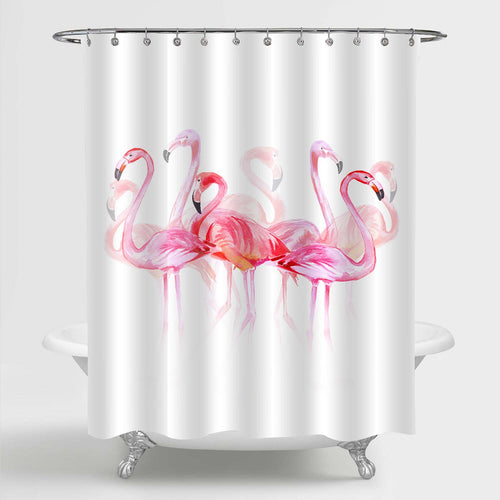 Tropical Birds Flamingos Shower Curtain - Pink