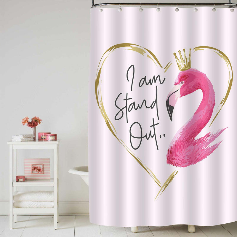 Flamingo with Inspriational Quote Shower Curtain - Pink Gold