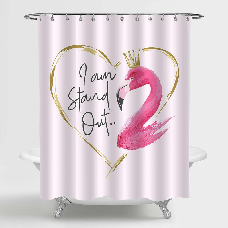 Flamingo with Inspriational Quote Shower Curtain - Pink Gold